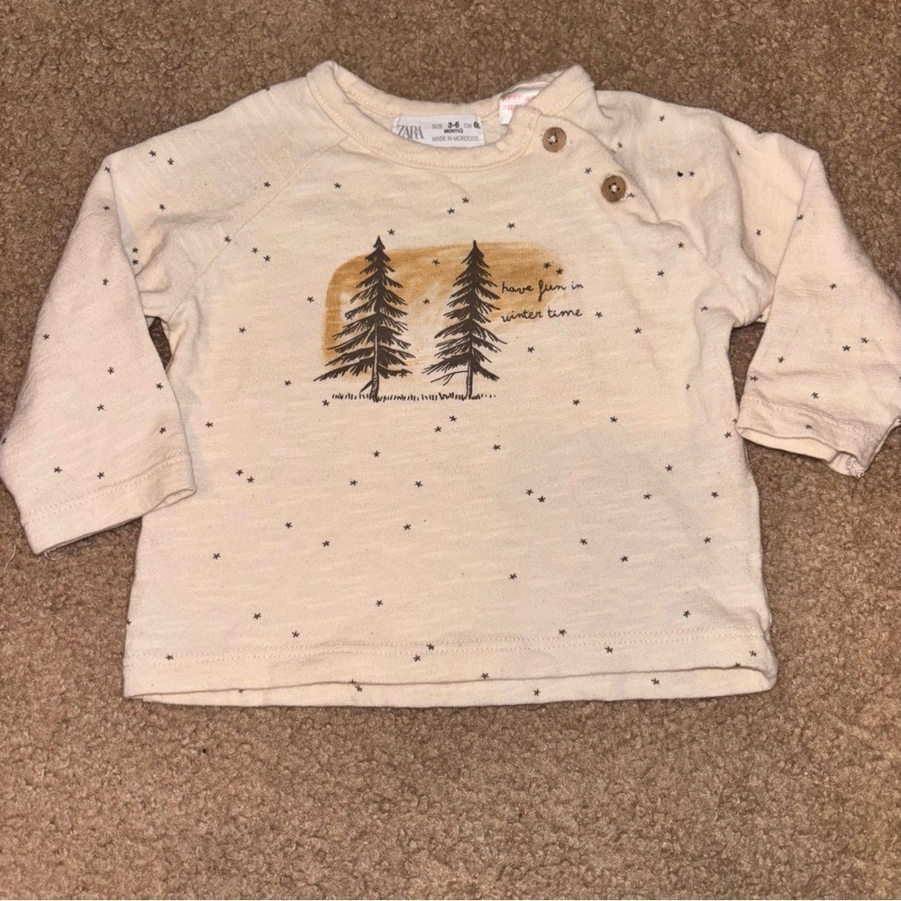 Zara shirt, size 3-6 months “have fun in winter”